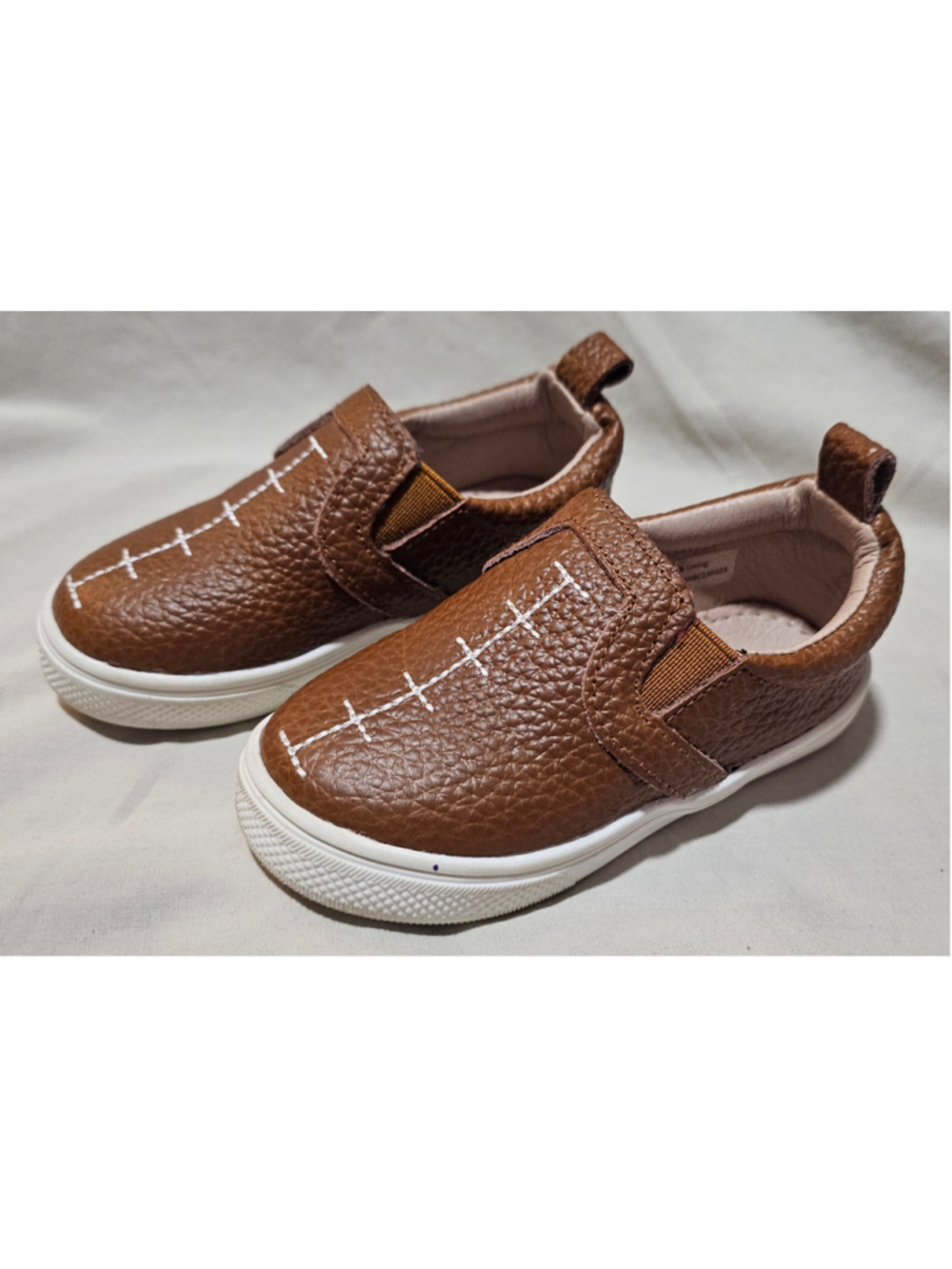 Baby A Bear Co Football Slip-On Shoes Size 5 Brown White